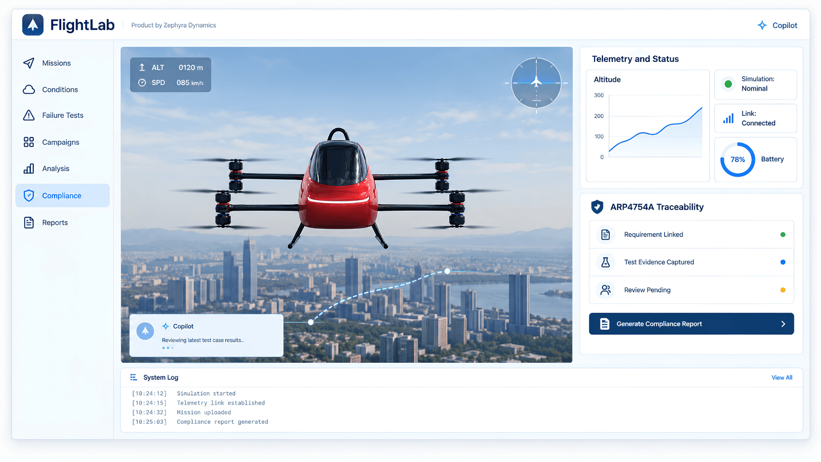 FlightLab simulation and validation environment